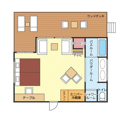≪ホテルタイプ≫グッドステイ沖縄カンナリゾート『ツインルーム・ウッドデッキタイプ』≪リゾートシリーズ≫ 画像1